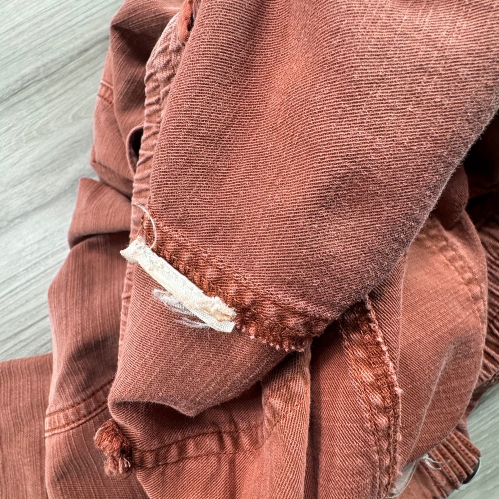 Anthropologie Cargo Jogger Pants Red Cotton Blend Drawstring Waist Womens 28 - Picture 9 of 10